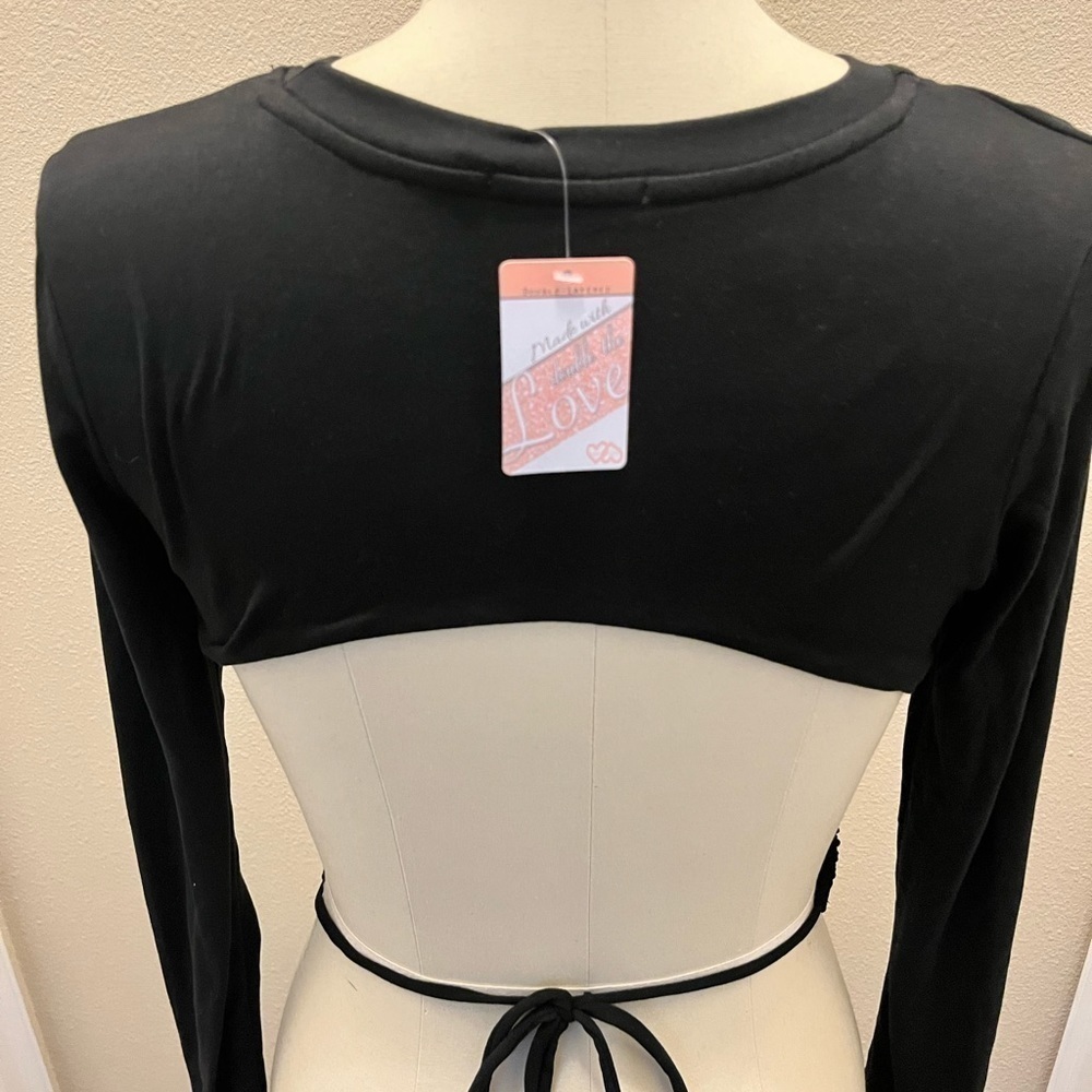 black Cut Out Crop Top - Picture 5 of 7